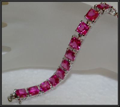 +  Charles Winston Square Cut Created Pink Sapphire Bracelet