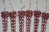 +MBA #S29-279  "Older Set Of 18 Clear Acrylic Pink Glittered Bow Icicle Ornaments"