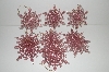 +MBA #S29-257  "1980's Set Of 10 Clear Acrylic Pink Glittered Snow Flake Ornaments"