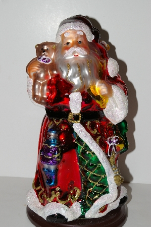 +MBA #S30-039  "2004 Thomas Pacconi 2 Piece 16" Victorian Hand Blown Glass Tabletop Santa & Elf"