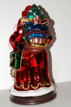 +MBA #S30-039  "2004 Thomas Pacconi 2 Piece 16" Victorian Hand Blown Glass Tabletop Santa & Elf"