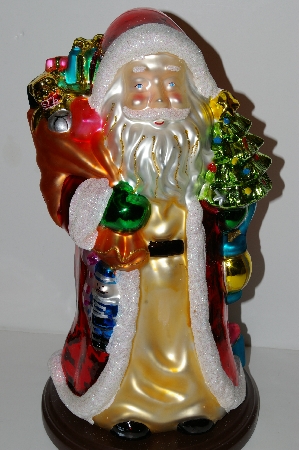 +MBA #S30-052  "2004 Thomas Pacconi Hand Blown Glass 17" Table Top Victorian Santa"