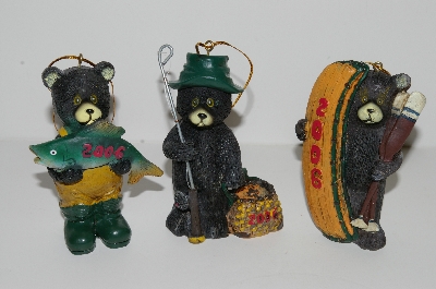 +MBA #S29-001  "2006 Set Of 6 Fishing Black Bear Ornaments"