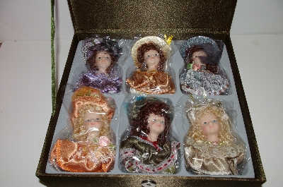 +MBA #S30-197   2003 "Set Of 6 Fancy Victorian Doll Porcelain Faced Ornaments"