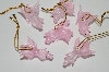 +MBA 9-112  "Set Of 6 Hand made Pink Glass Flying Pig Ornaments"
