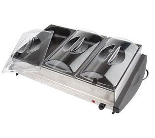 +MBA #K5671  "2006 Cook's Essentials Stainless Steel 3-Section Non-Stick Buffet Server