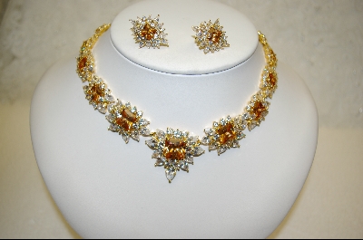 +Elegant Champagne & Clear CZ 18kt Over Sterling 4 Piece Set