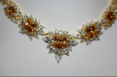 +Elegant Champagne & Clear CZ 18kt Over Sterling 4 Piece Set