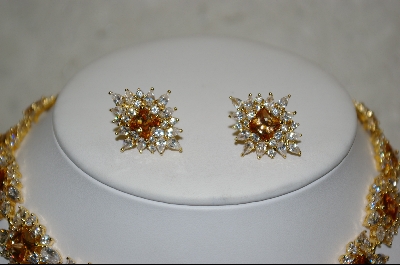 +Elegant Champagne & Clear CZ 18kt Over Sterling 4 Piece Set