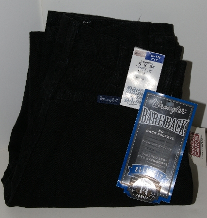 +MBAJ #501-0086   "Size 5/34" Long "Wrangler Black 14NBPWK Bare Back Slim Fit Jeans"