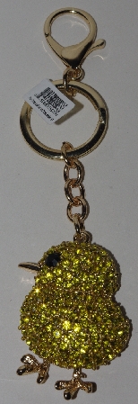 +MBAM #421-0029  "Yellow & Black Chrystal Chick Purse Charm/Key Ring"