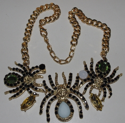 +MBAM #421-0087  "Gold Tone 3 Spider Necklace"