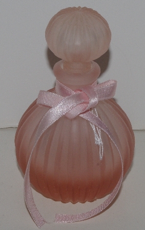 +MBAM #421-0069  "Small Enesco Pink Frosted Glass Perfume Bottle With Glass Stopper"