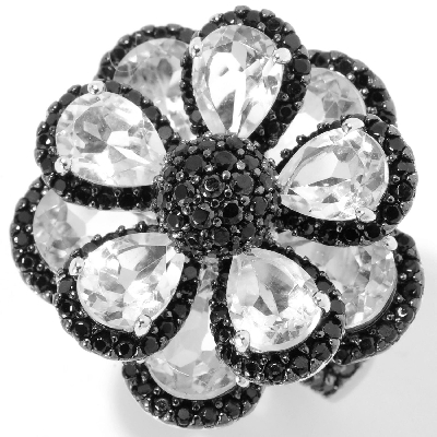 +MBAJ1-0076  "Gem Treasures White Topaz Black Dahlia Ring"