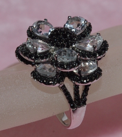 +MBAJ1-0076  "Gem Treasures White Topaz Black Dahlia Ring"