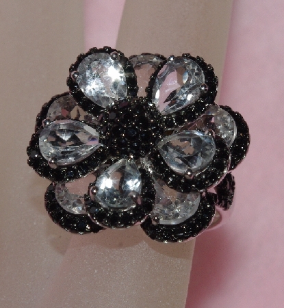 +MBAJ1-0076  "Gem Treasures White Topaz Black Dahlia Ring"