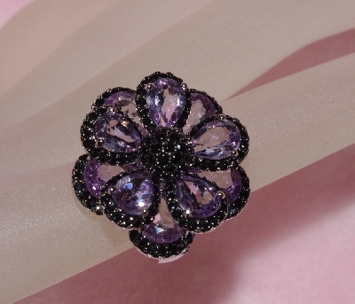 +MBAJ1-0080  "Gem Treasures Pink Amethyst Black Dahlia Ring"