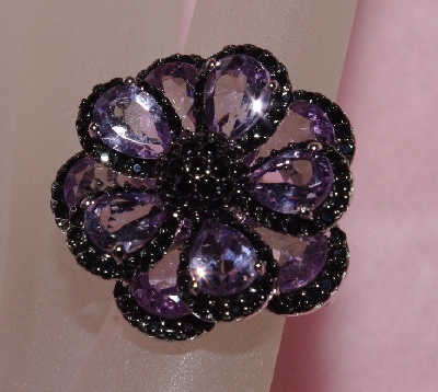 +MBAJ1-0080  "Gem Treasures Pink Amethyst Black Dahlia Ring"