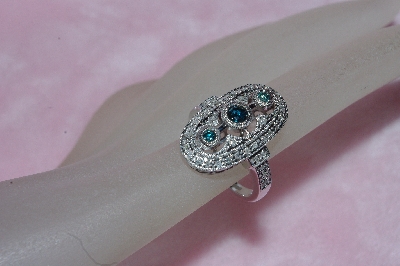 +MBAJ1-0087  "Vintage Look Blue & White Diamond Ring"