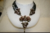 "SOLD"   Heidi Daus Black Metalic Bead And Swaroviski Crystal Necklace 