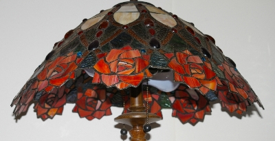 Lamps #0038  "2002 Tiffany Style Rose Table Lamp"