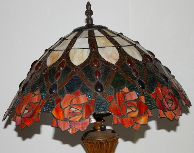 Lamps #0038  "2002 Tiffany Style Rose Table Lamp"