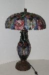 Lamps #0054  "2004 Tiffany Style Butterflys & Roses Double Lit Table Lamp"