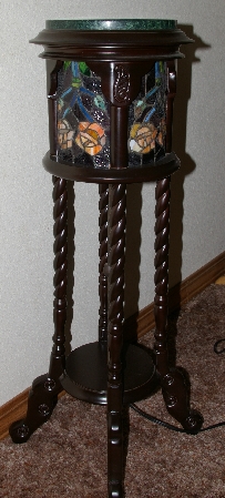 Lamps #0061  "2003 Tiffany Style Stained Glass Rose Pedestal Lamp"