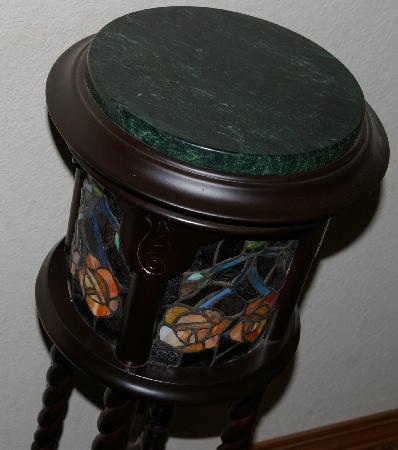Lamps #0061  "2003 Tiffany Style Stained Glass Rose Pedestal Lamp"