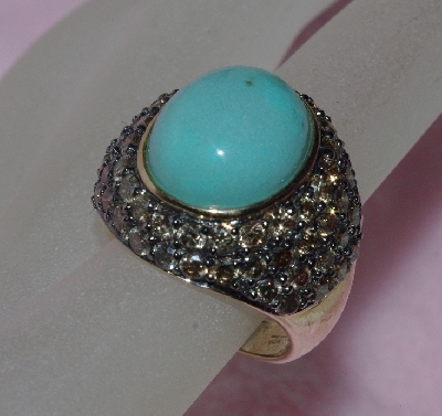 +Lamps II #0178  "Carlo Viani Blue Turquoise & Chocolate Diamond Ring"