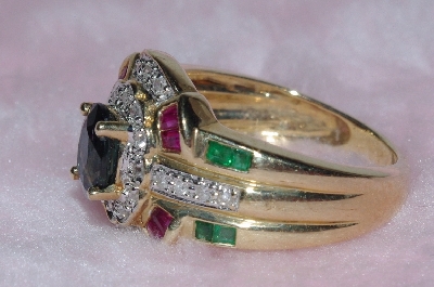 +Lamps II #0168  "Designer Stamped Ruby, Sapphire, Emarald & Diamond Ring"