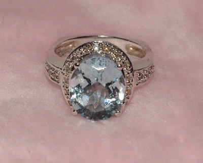 +Lamps II #0143  "14K White Gold Aquamarine & Diamond Ring"