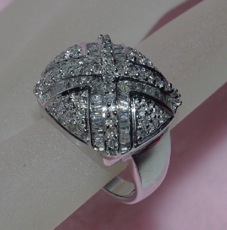 +Lamps II #0207 14K White Gold Dome Style X Diamond Ring"