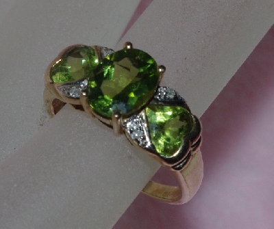 +Lamps II #221  "14K Yellow Gold Peridot & Diamond Ring"