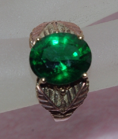 +Lamps II #0100 "Black Hills Gold Oval Cut Green Helenite Gemstone Ring" 
