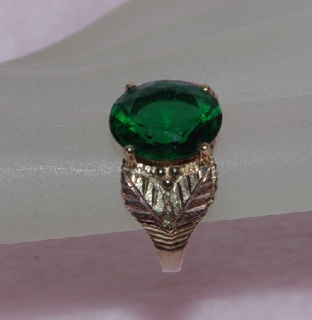 +Lamps II #0100 "Black Hills Gold Oval Cut Green Helenite Gemstone Ring" 