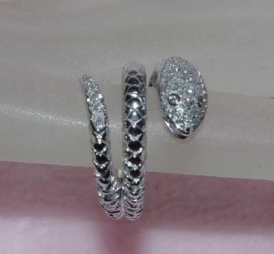 +Lamps II #0149'  Sterling Diamond Snake Ring"