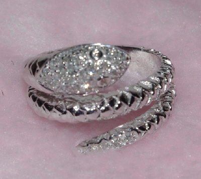 +Lamps II #0149'  Sterling Diamond Snake Ring"