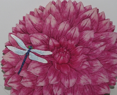 + Lamps II #0464  "Dahila Stepping Stone Pink Flower & Dragonfly Wall Art"