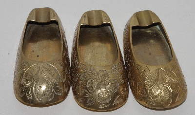 +Lamps II #0063  "1960's Set Of 3 Brass Shoe Ashtrays"