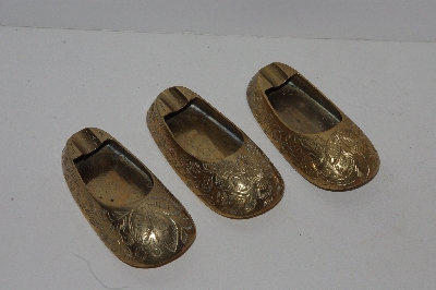 +Lamps II #0063  "1960's Set Of 3 Brass Shoe Ashtrays"