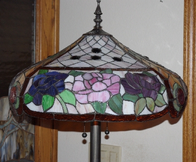 Lamps II #443  "2003 Tiffany Style Large Rose Stained Glass Floor Lamp"