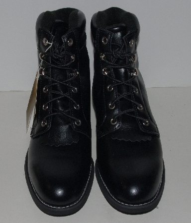 +MBA #1313-314  "Justin Ladies Black Cow Leather Lace Up Boots"