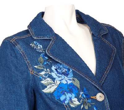 +MBAMG #79Blue "Denim & Co Blue Denim Embroidered Jacket"