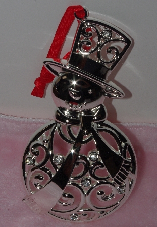 +MBA #1313-162    "Lenox Set Of 2 Silver Plated Snowman Ornaments"