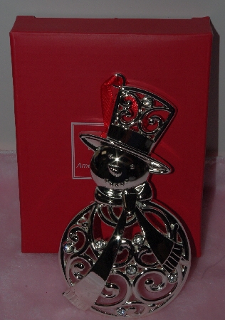 +MBA #1313-162    "Lenox Set Of 2 Silver Plated Snowman Ornaments"