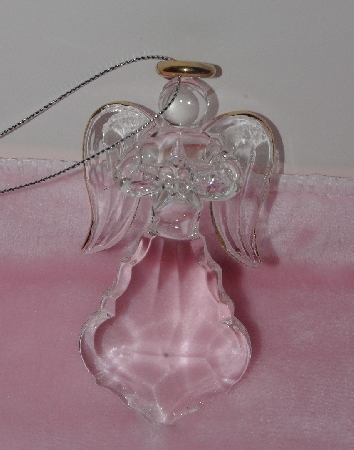 +MBA #1313-100   "Clear Set Of 2 Faceted Glass Angel Ornaments"
