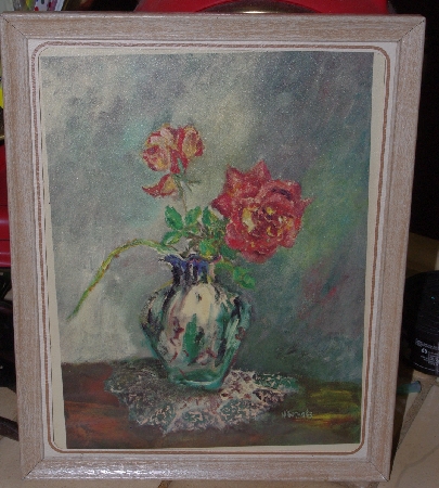 +MBA #1313-277    "Framed 1963 Vase With Roses Print"