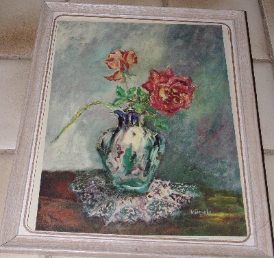 +MBA #1313-277    "Framed 1963 Vase With Roses Print"