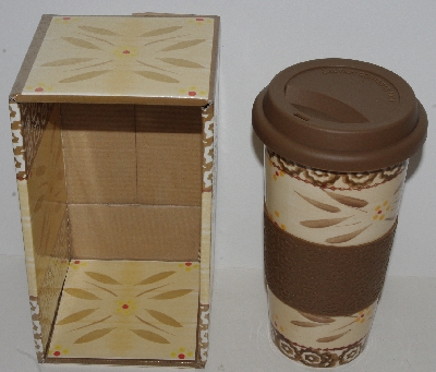 +MBA #1313-142  "Brown Old World Pattern Ceramic Tumbler"